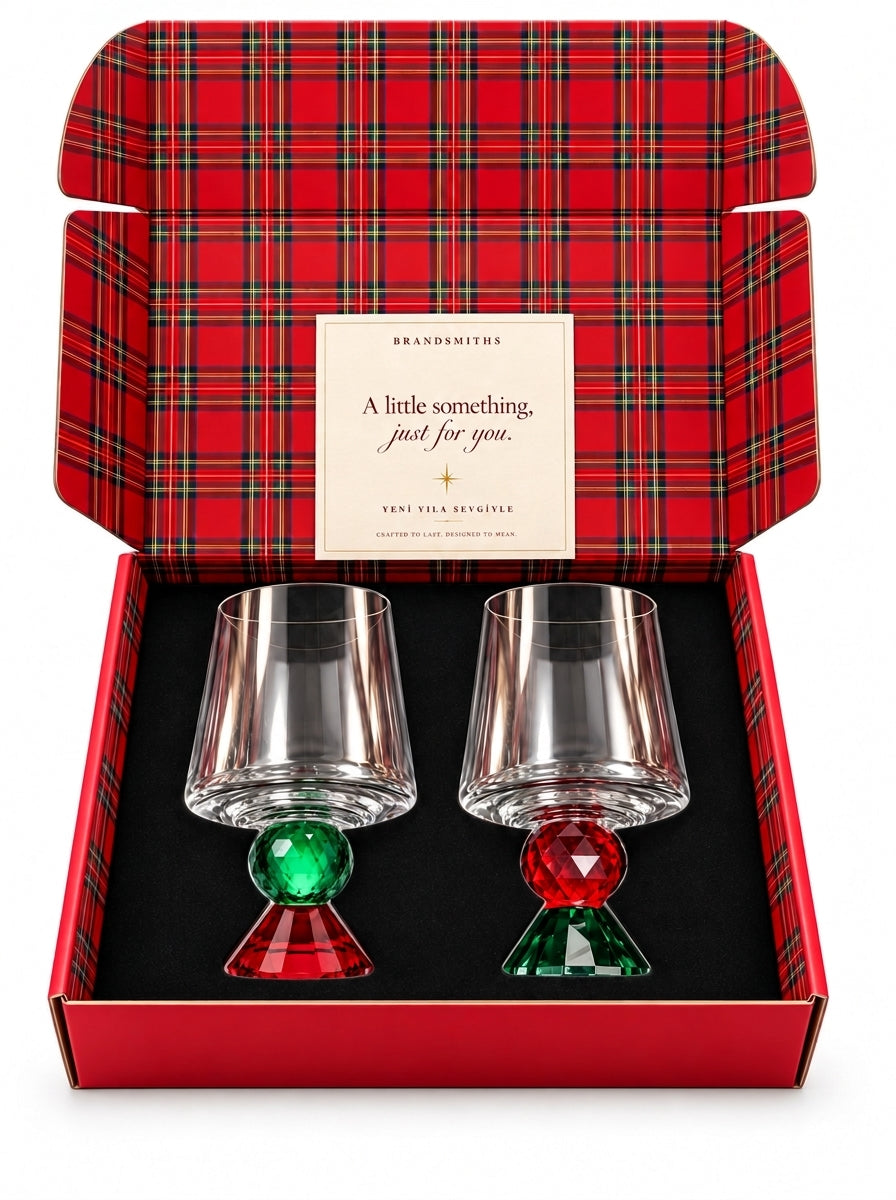 Christmas Classics – Ruby & Emerald Lumi İkili Kristal Bardak Seti