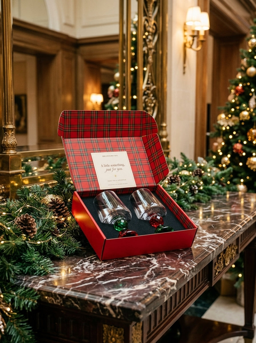 Christmas Classics – Ruby & Emerald Lumi İkili Kristal Bardak Seti