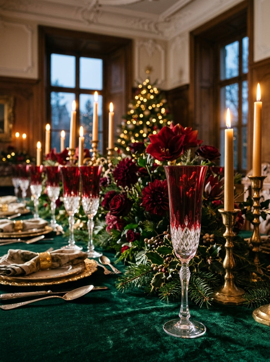 Celeste Christmas Ruby Flüt Şampanya Kadehi
