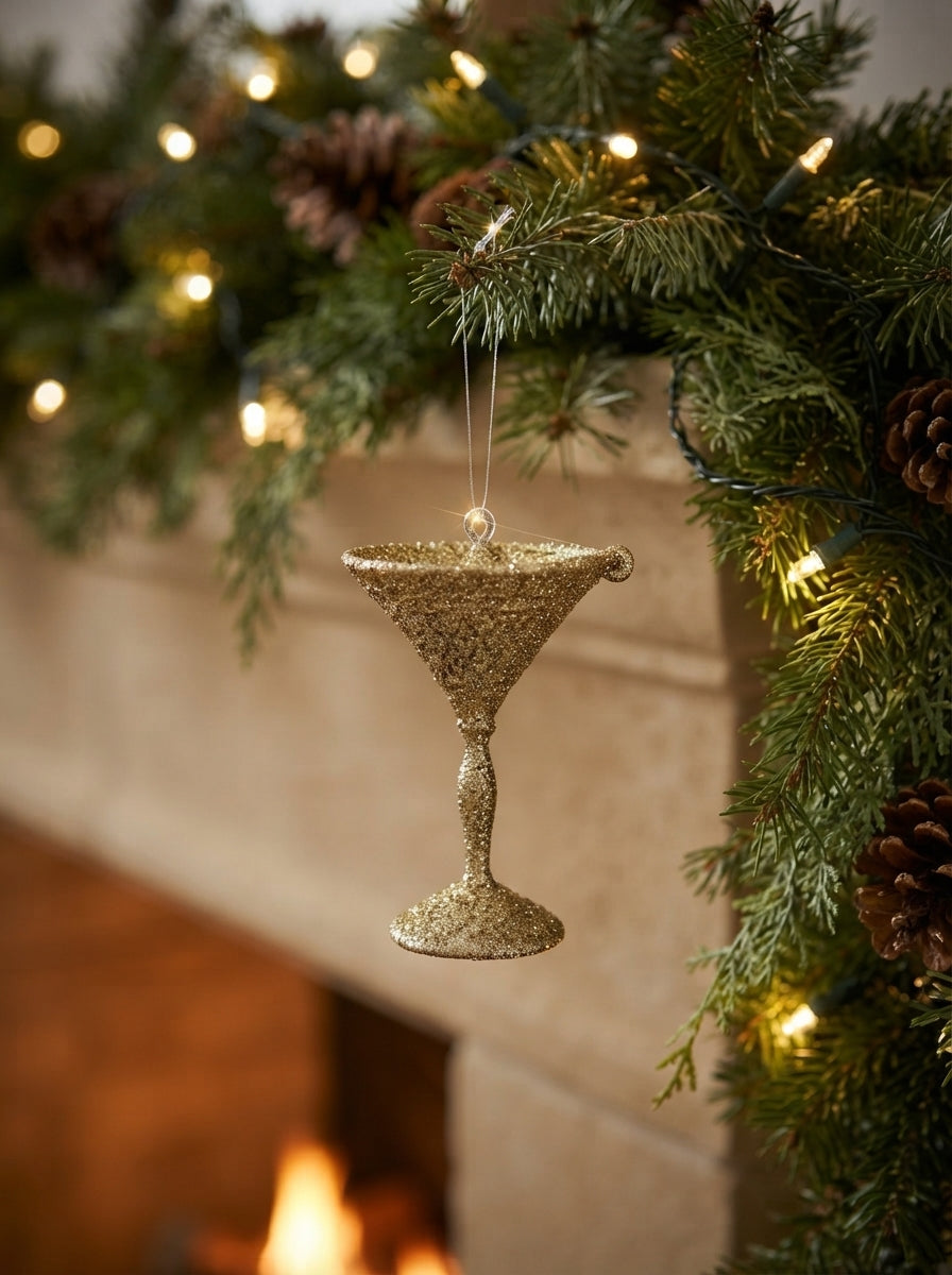 Champagne Martini Glass Yılbaşı Ağaç Süsü - 9 CM