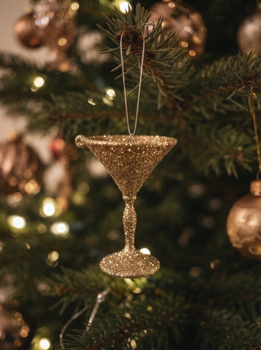 Champagne Martini Glass Yılbaşı Ağaç Süsü - 9 CM