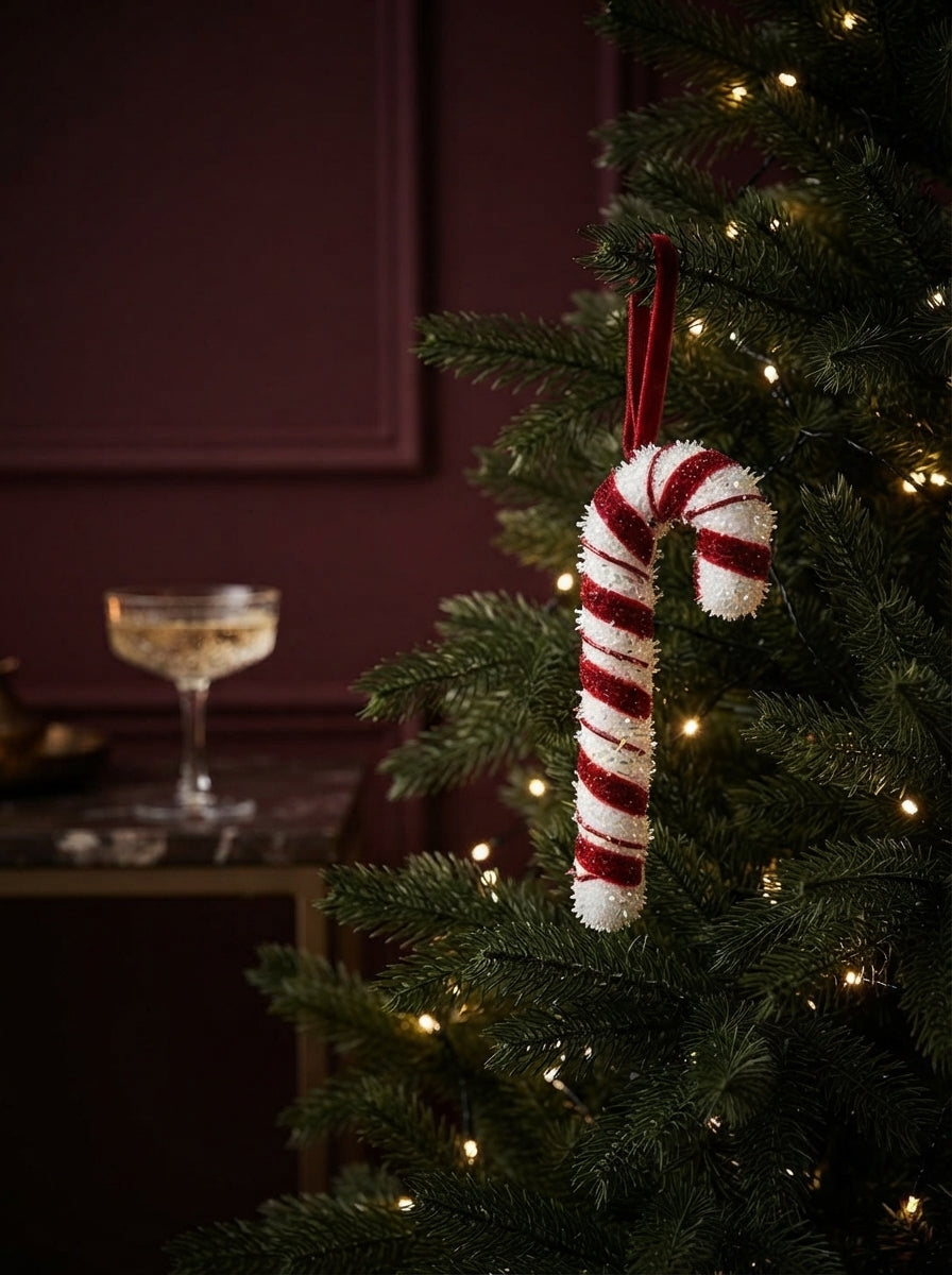 Candy Cane Glitter Baston Şeker Yılbaşı Ağaç Süsü