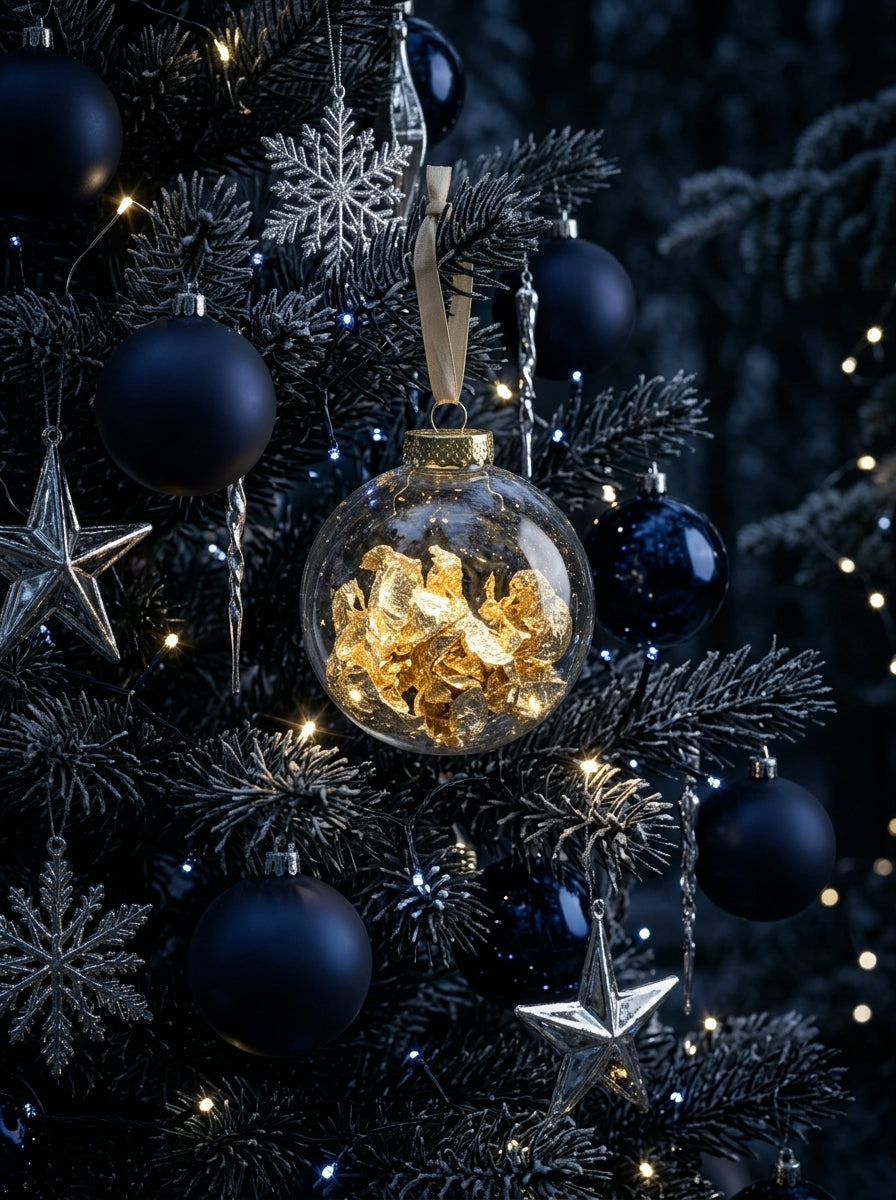 Şeffaf Gold Foil Yılbaşı Ağaç Süsü