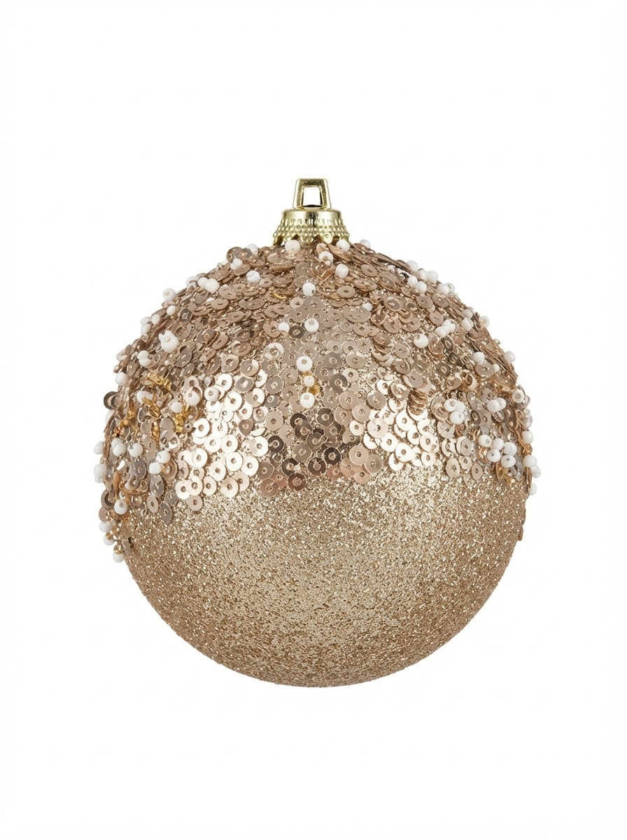 Champagne Pearl Işıltılı Yılbaşı Ağaç Süsü - 10 CM