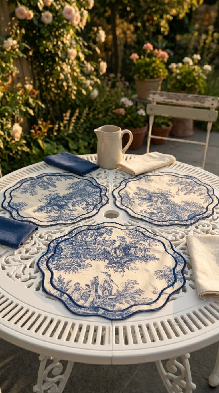 مفارش توال أزور (Toile Azure) للطاولات