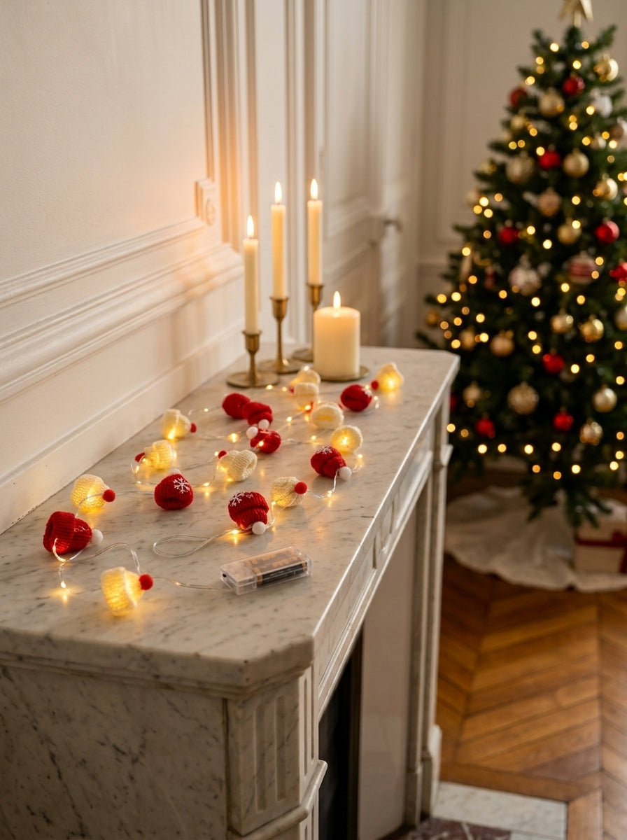 Cozy Christmas 20 LED Örgü Şapkalı Dekoratif Işık Zinciri
