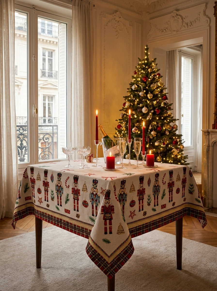 Christmas Nutcracker Tapestry Kare Yılbaşı Masa Örtüsü