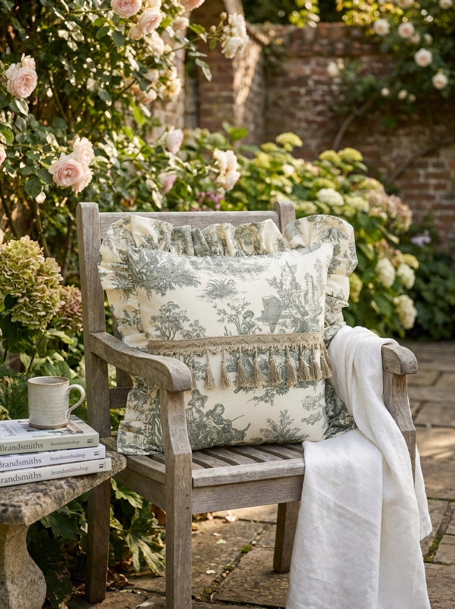 Toile Verde Ruffle  Yastık