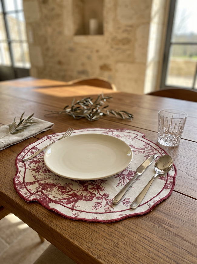 مفرش طاولة توال بورغندي أمريكي