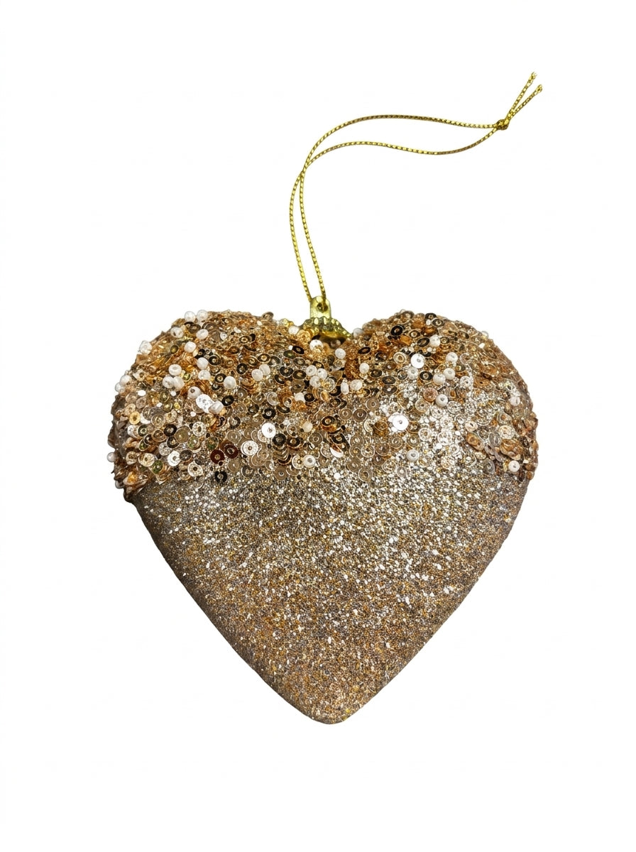 Golden Love Işıltılı Kalp Yılbaşı Ağacı Süsü