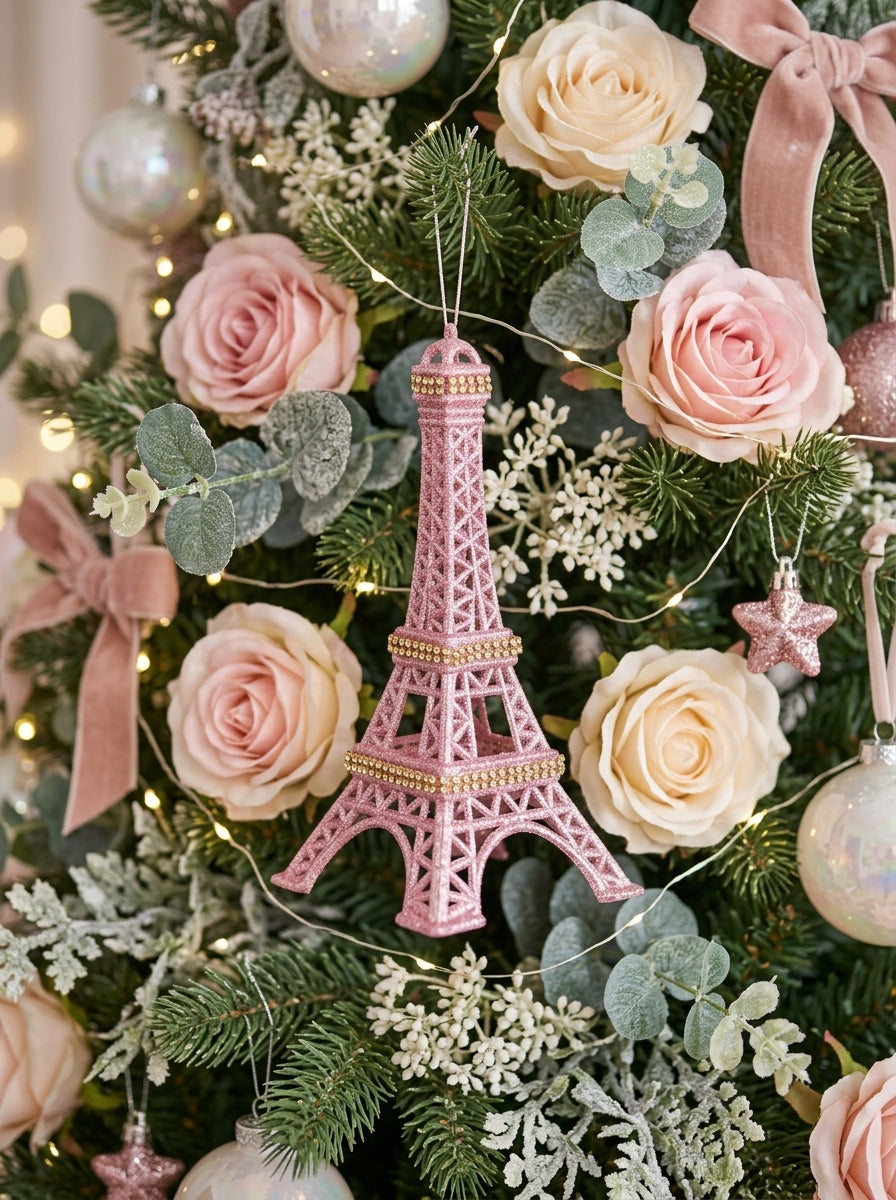 Pink Glitter Eyfel Kulesi Yılbaşı Süsü