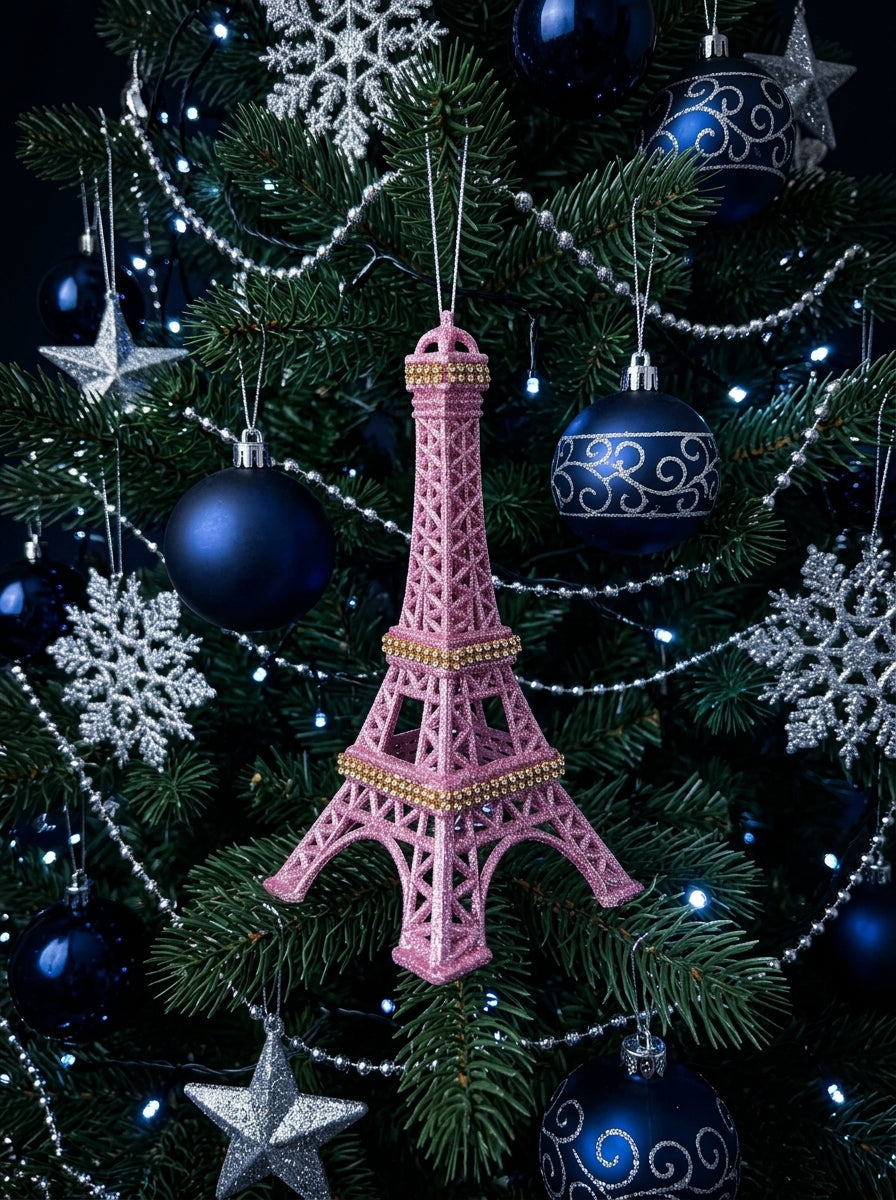Pink Glitter Eyfel Kulesi Yılbaşı Süsü