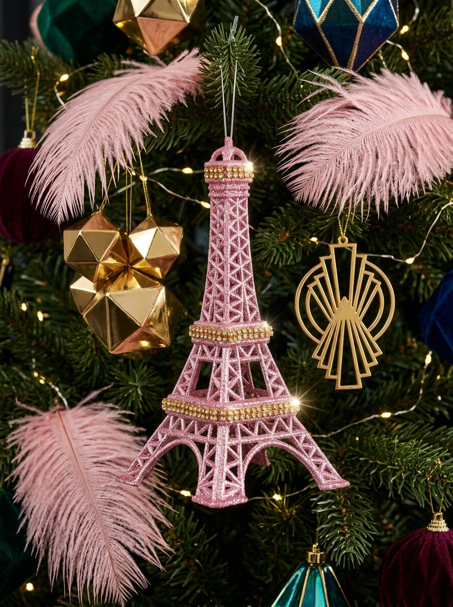 Pink Glitter Eyfel Kulesi Yılbaşı Süsü