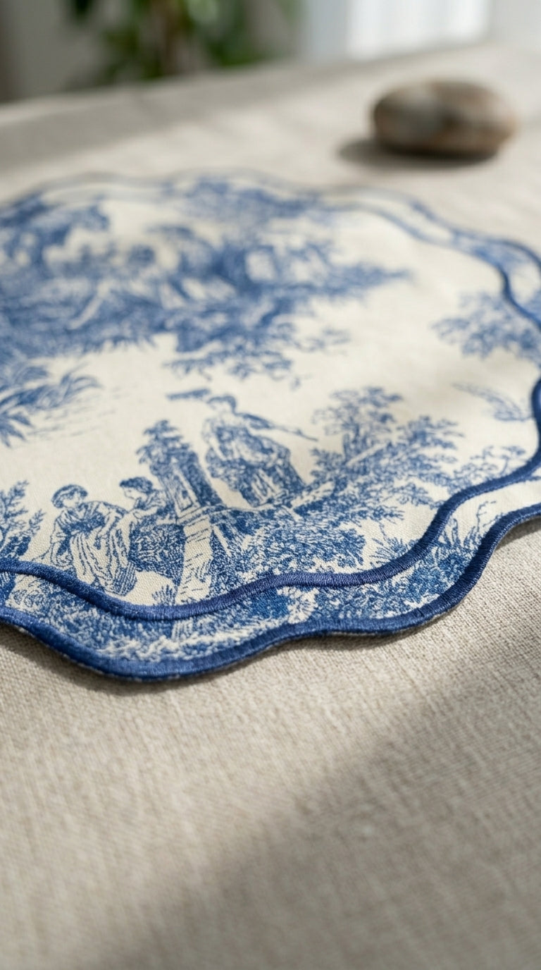 مفارش توال أزور (Toile Azure) للطاولات