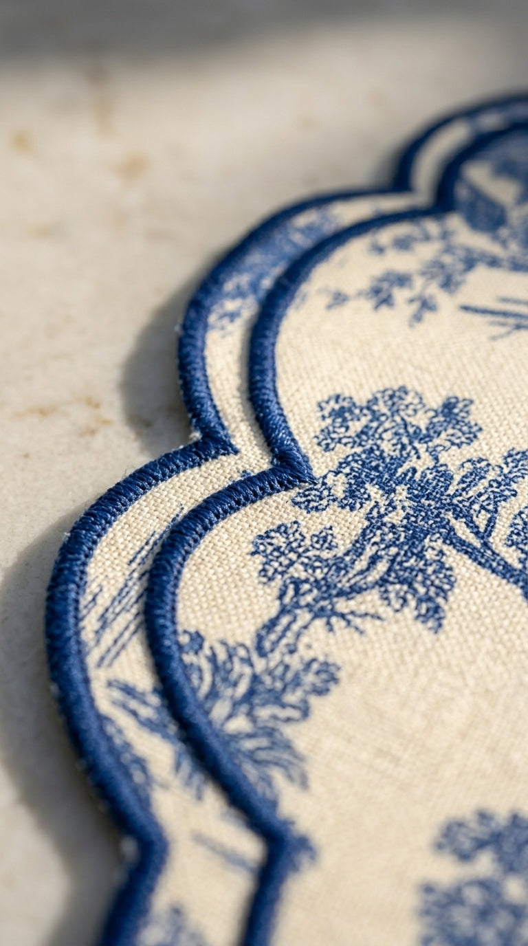 مفارش صحون بتطريز Toile Azure