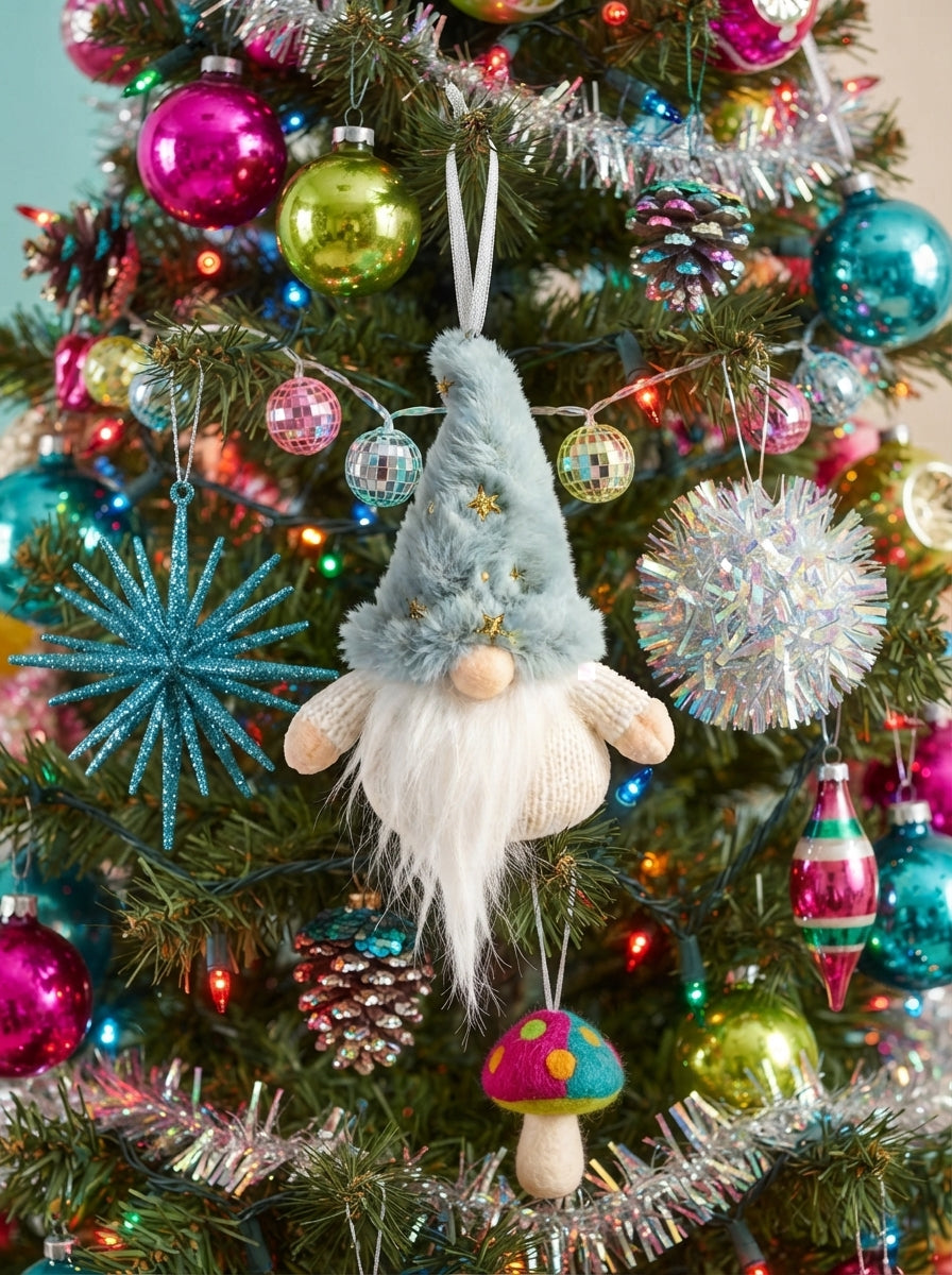 Ice Blue Star Christmas Gnome Peluş Yılbaşı Ağaç Süsü