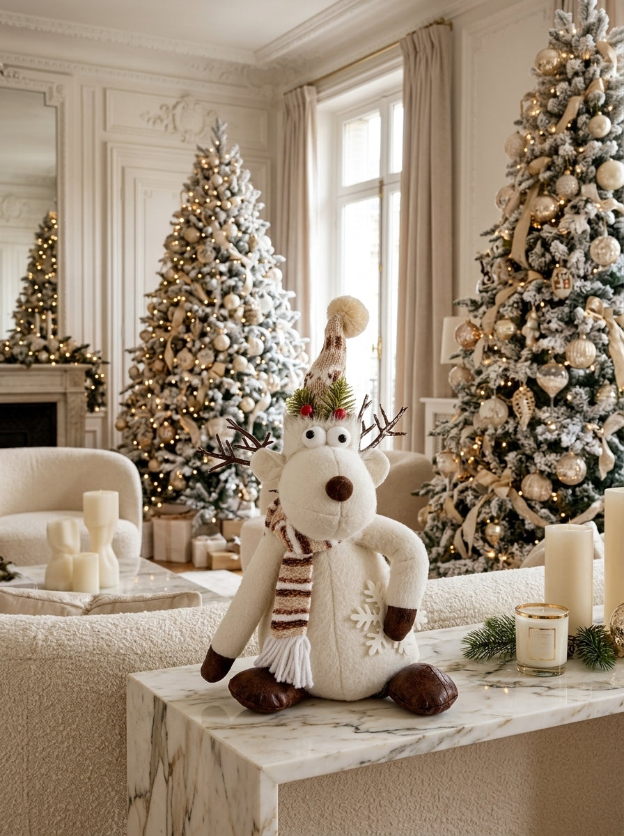 Rudolph Snow Joy White Decorative Christmas Reindeer – 40 CM