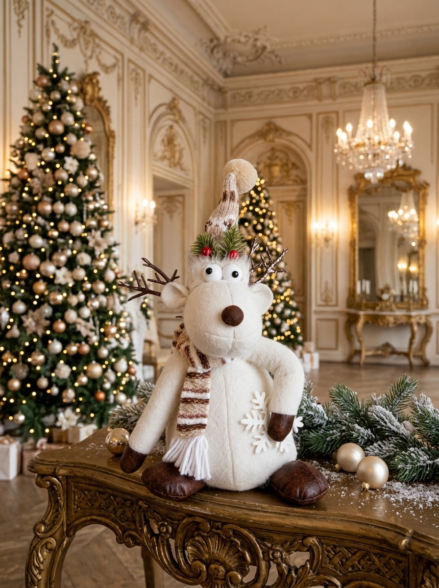 Rudolph Snow Joy White Decorative Christmas Reindeer – 40 CM