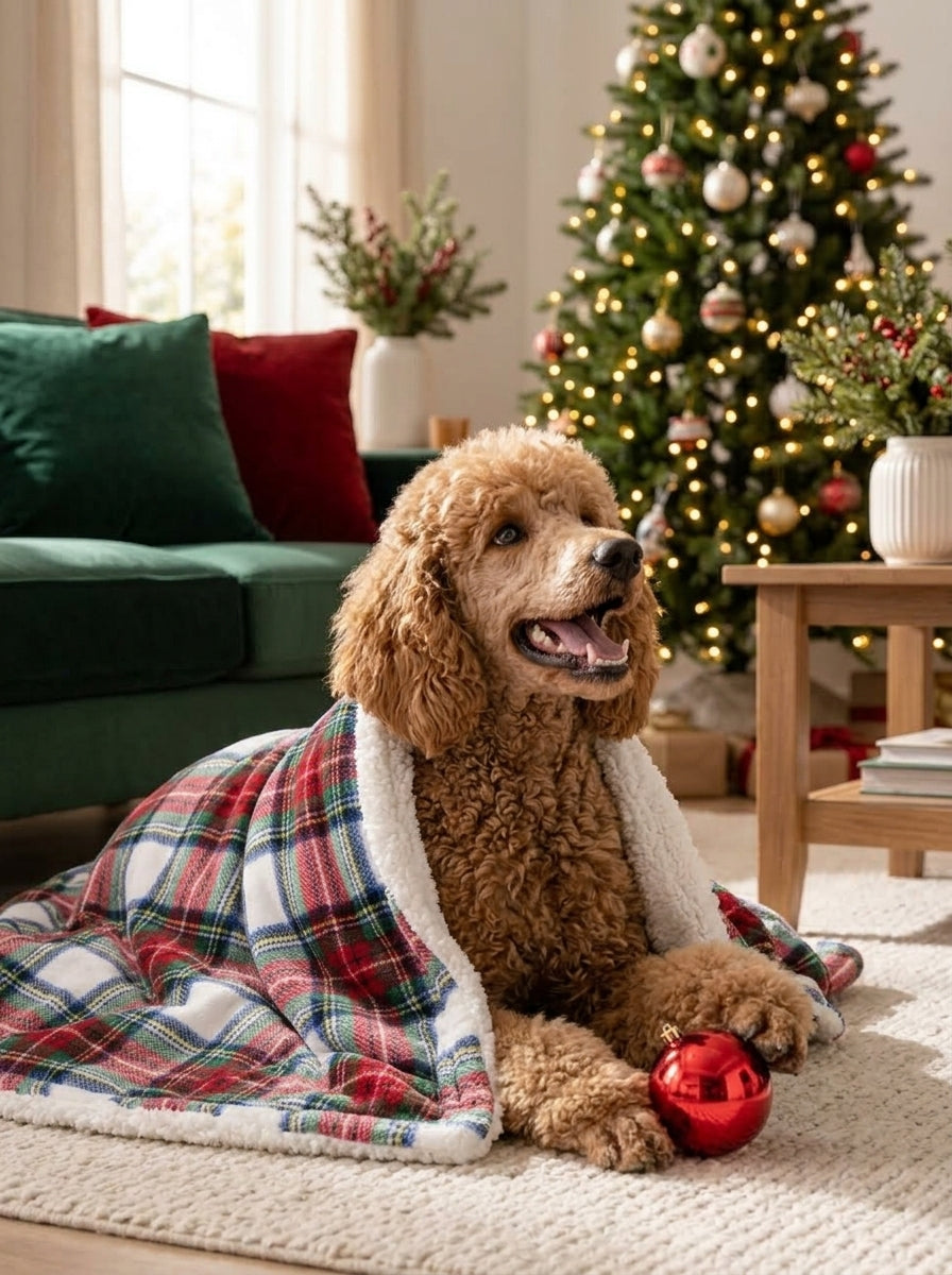 Winter Plaid Kürk Dokulu Çift Katmanlı Battaniye