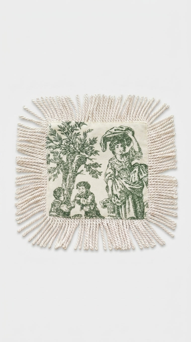 Toile Verde Fringe Kokteyl Peçetesi