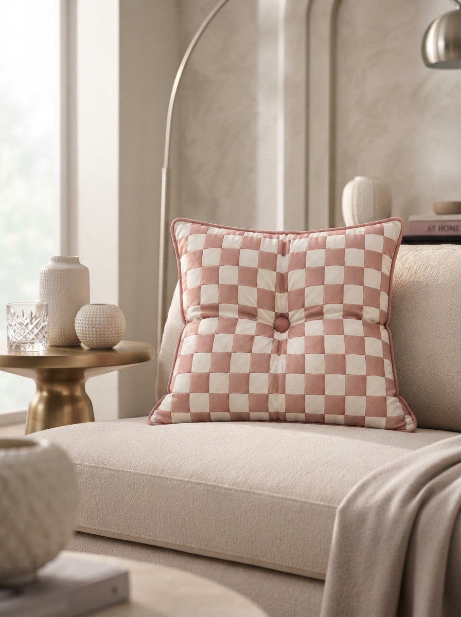 Damier Dekoratif Yastık- Rose