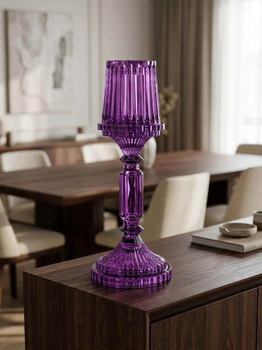 Mor Kristal Şamdan - 36 CM