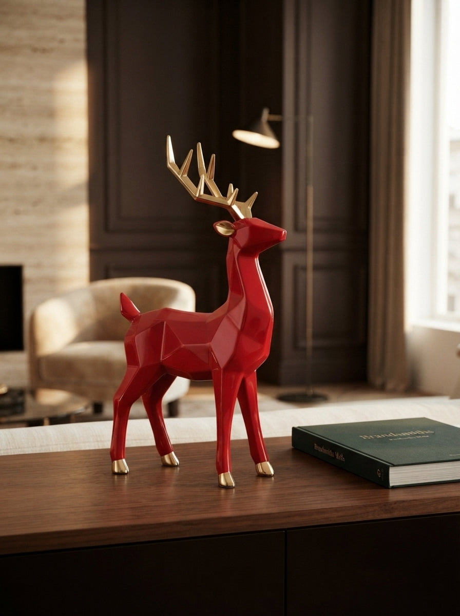 Ruby Reindeer – Kırmızı &Gold Dekoratif Yılbaşı Geyiği