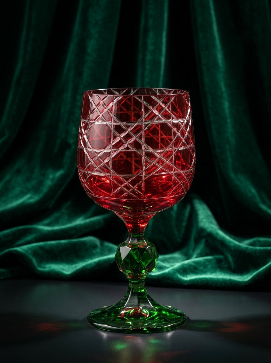 Ruby Emerald Diamond Kırmızı Yeşil Kristal Kadeh