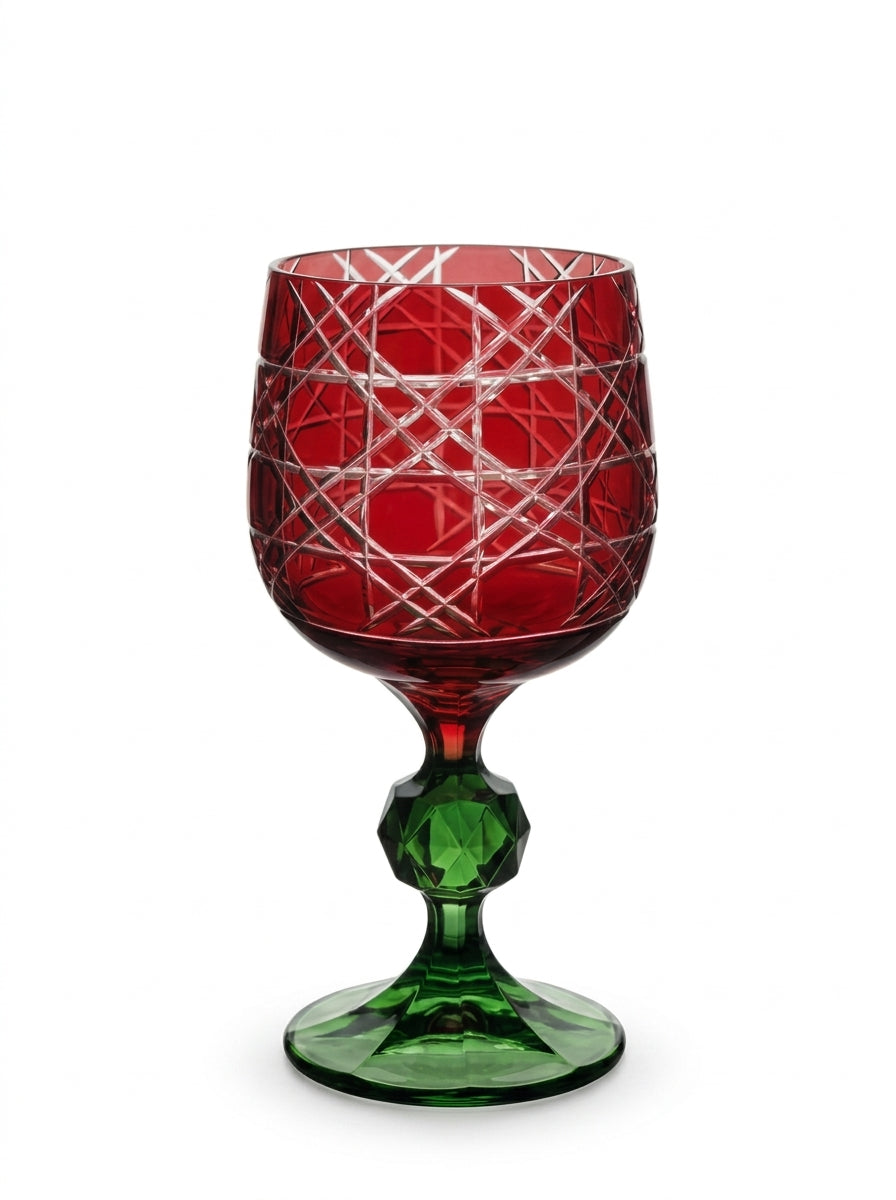 Ruby Emerald Diamond Kırmızı Yeşil Kristal Kadeh