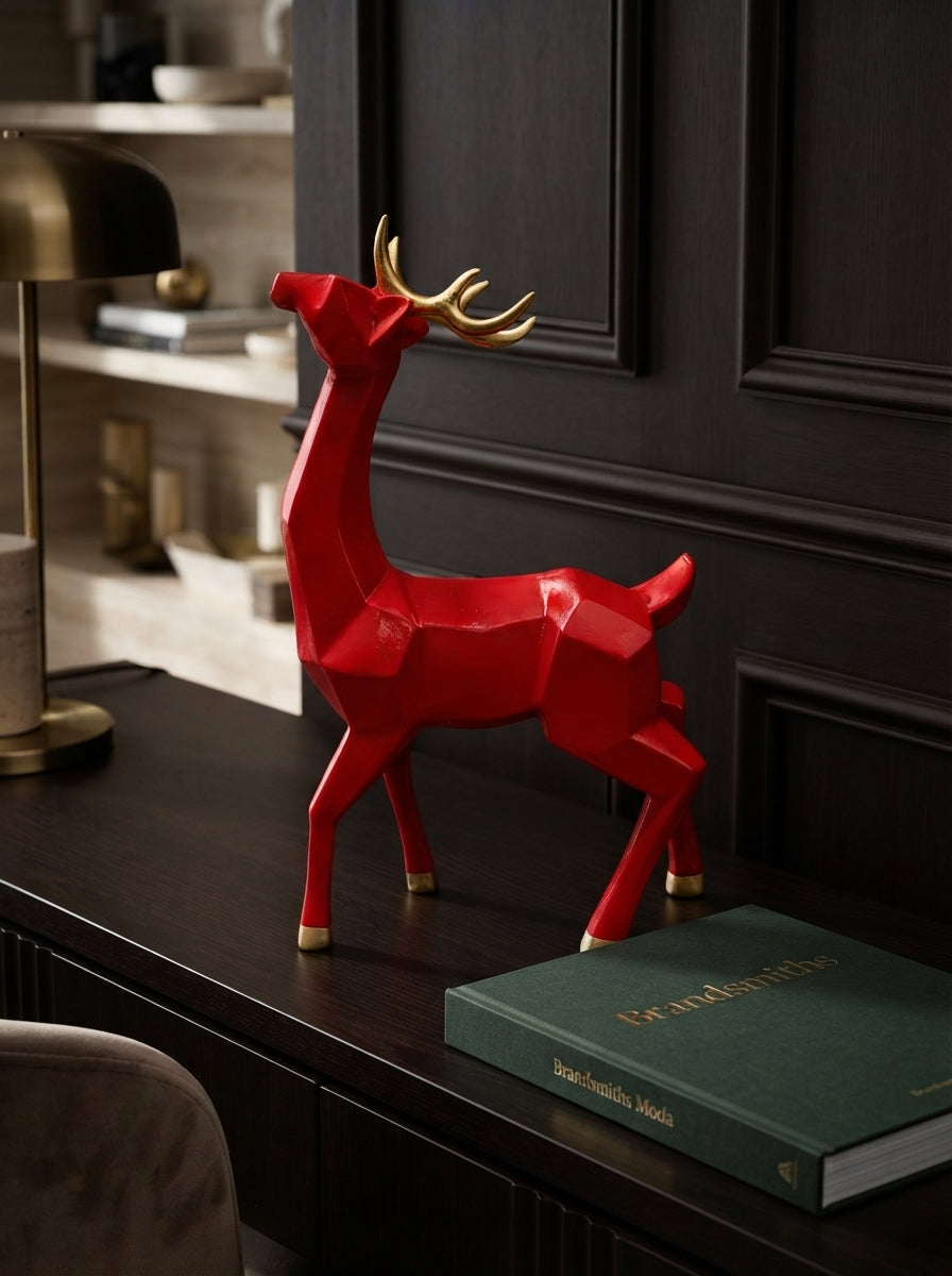 Ruby Reindeer – Kırmızı &Gold Dekoratif Yılbaşı Geyiği