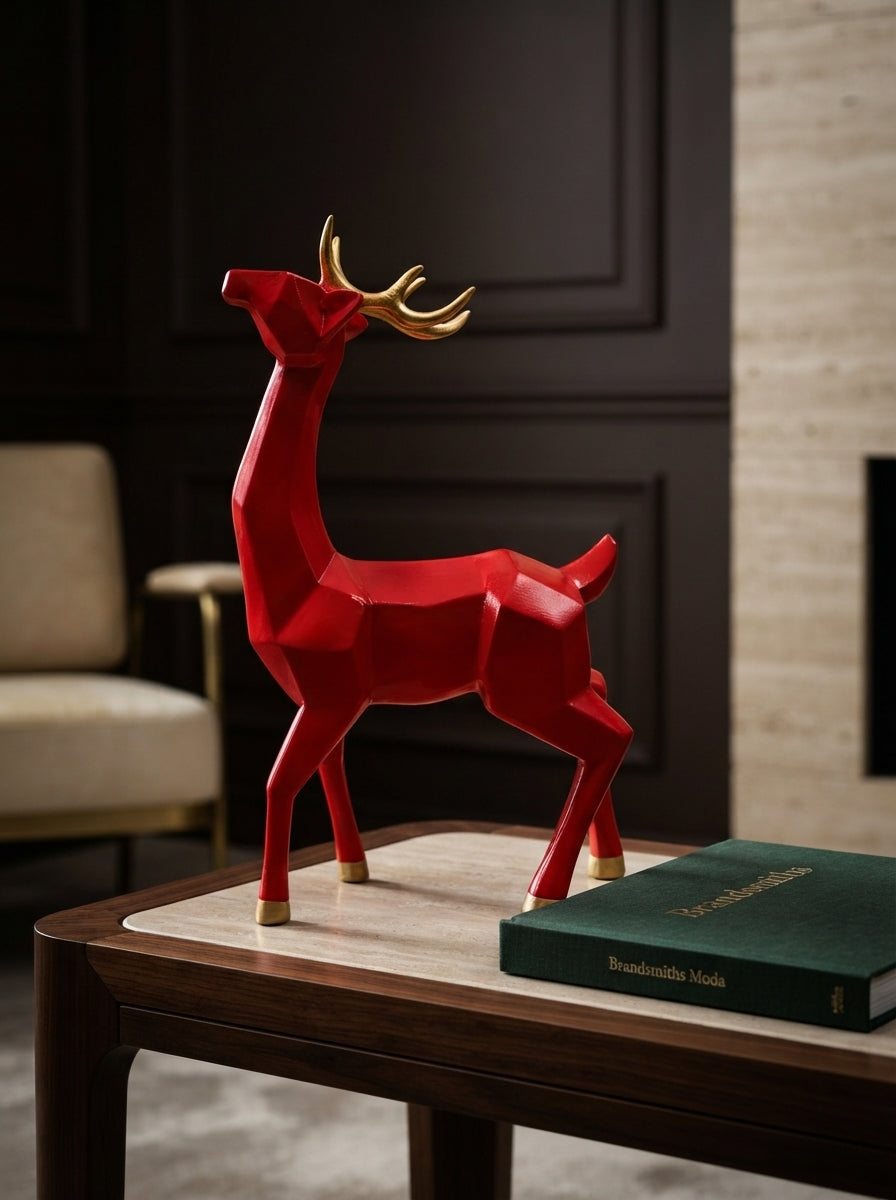 Ruby Reindeer – Kırmızı &Gold Dekoratif Yılbaşı Geyiği