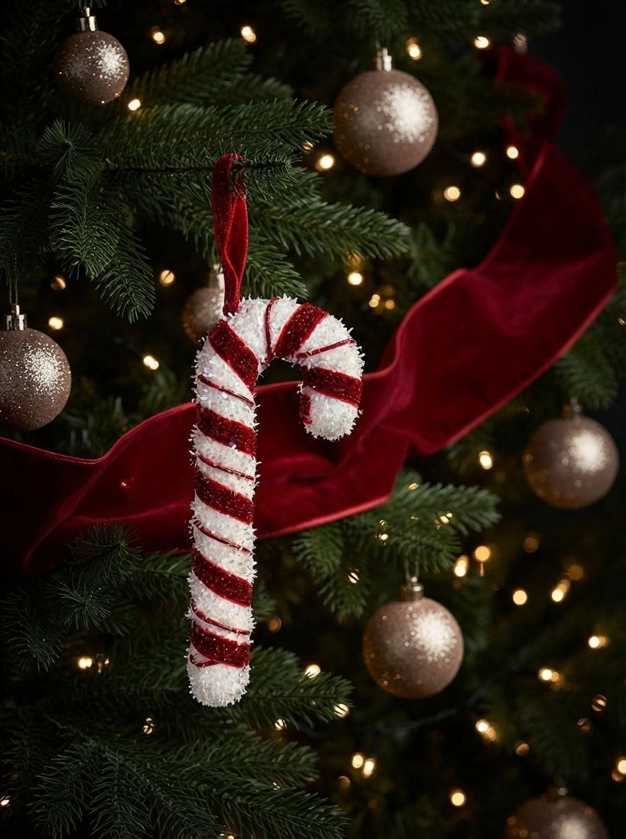 Candy Cane Glitter Baston Şeker Yılbaşı Ağaç Süsü