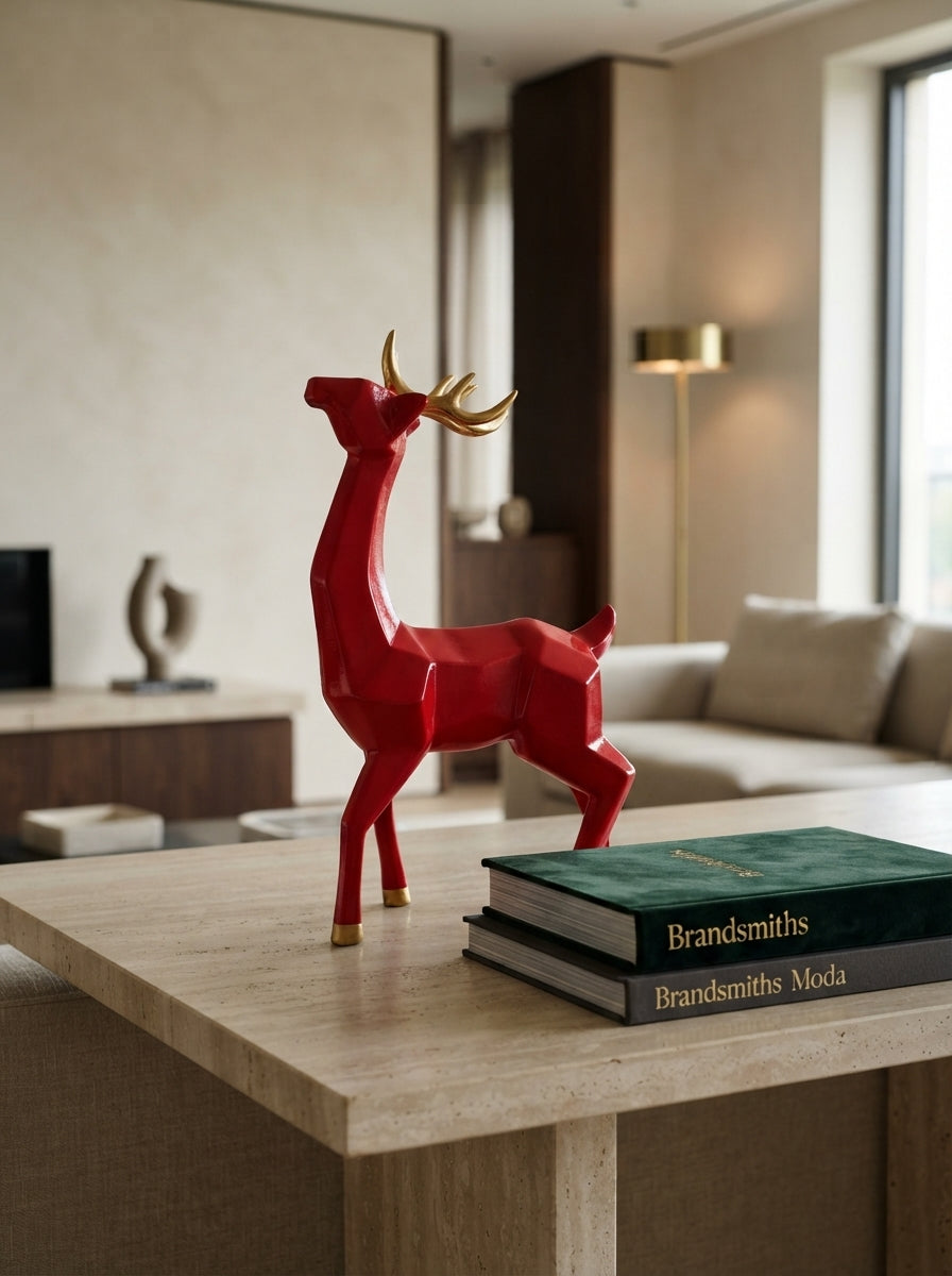 Ruby Reindeer – Kırmızı &Gold Dekoratif Yılbaşı Geyiği