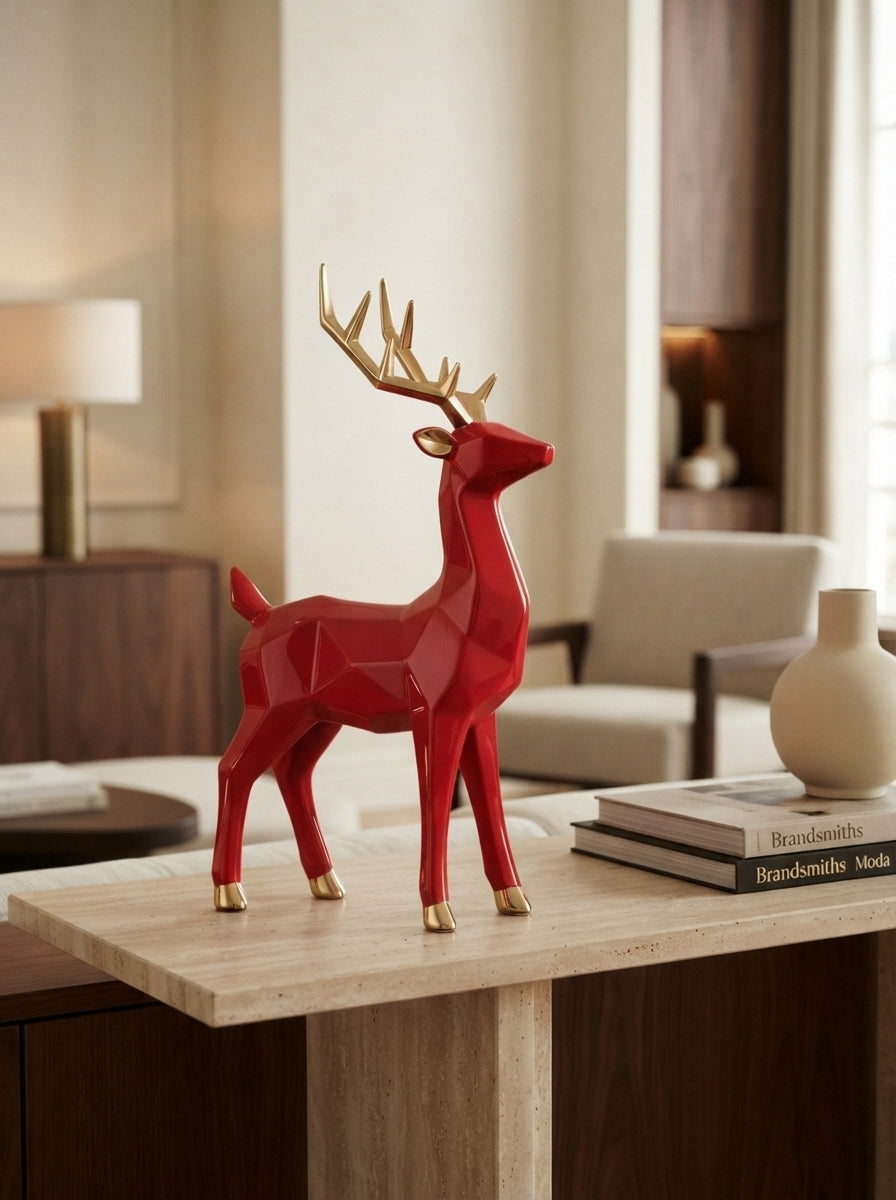 Ruby Reindeer – Kırmızı &Gold Dekoratif Yılbaşı Geyiği