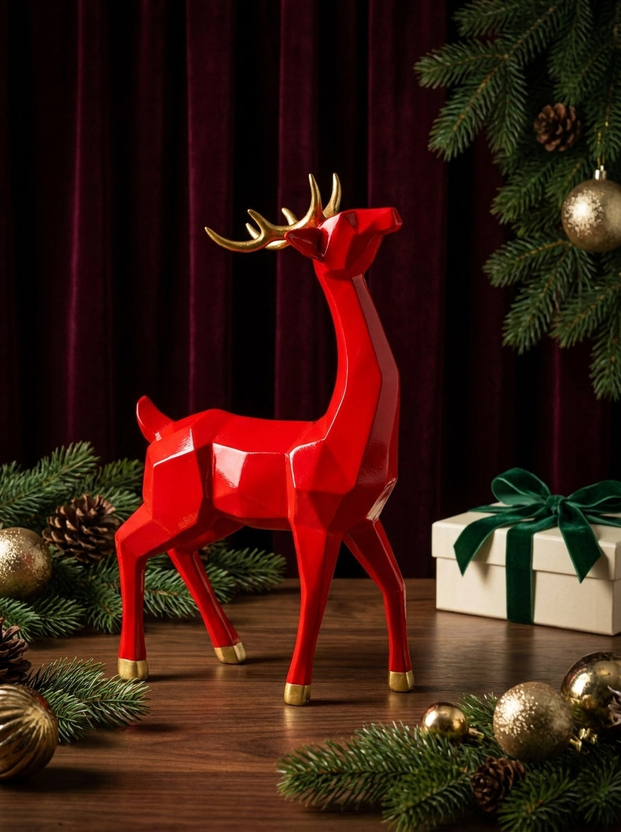 Ruby Reindeer – Kırmızı &Gold Dekoratif Yılbaşı Geyiği