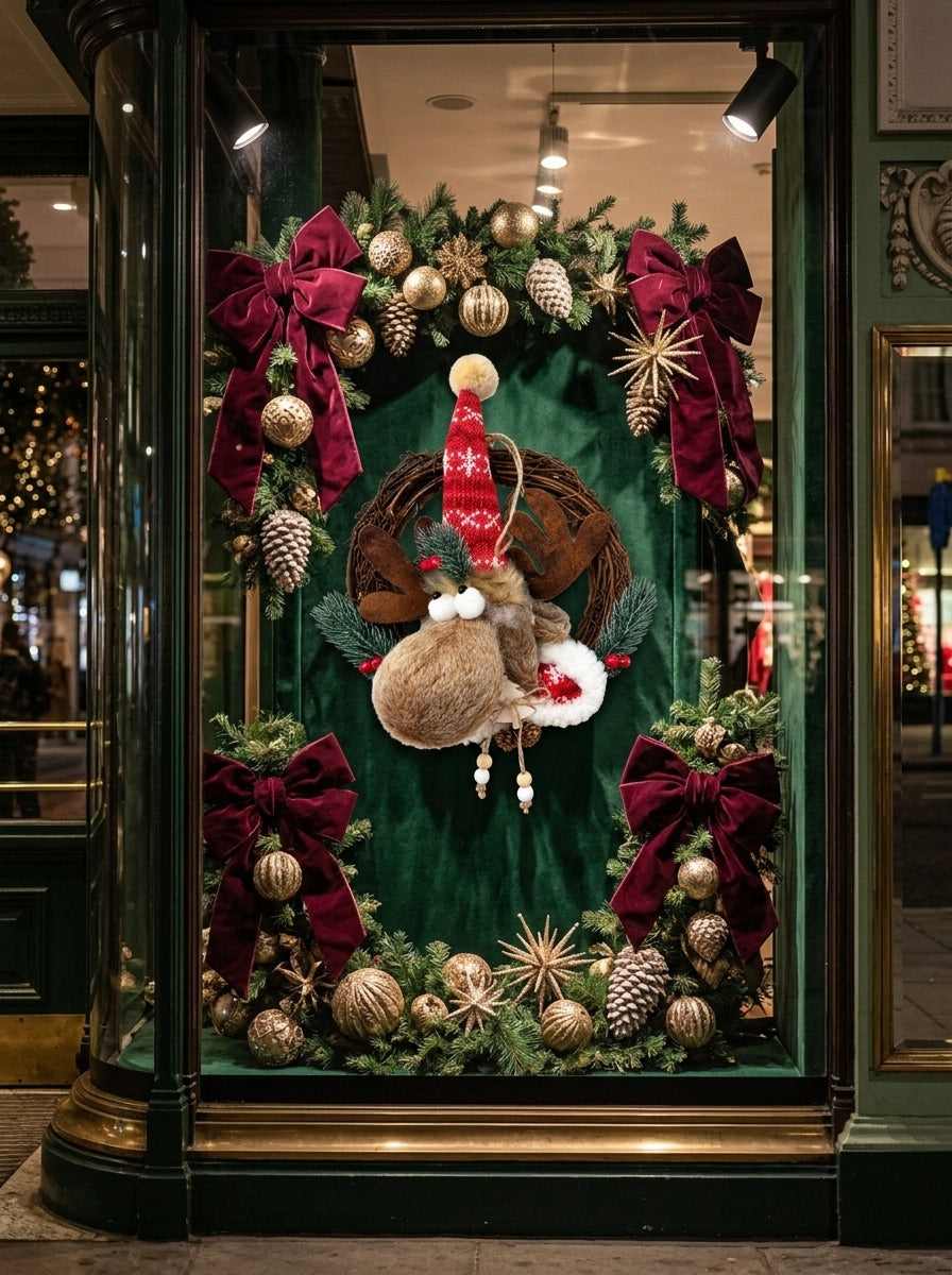 Rudolph's Christmas – Nostaljik Geyikli Yılbaşı Kapı ve Ağaç Süsü - 30 CM