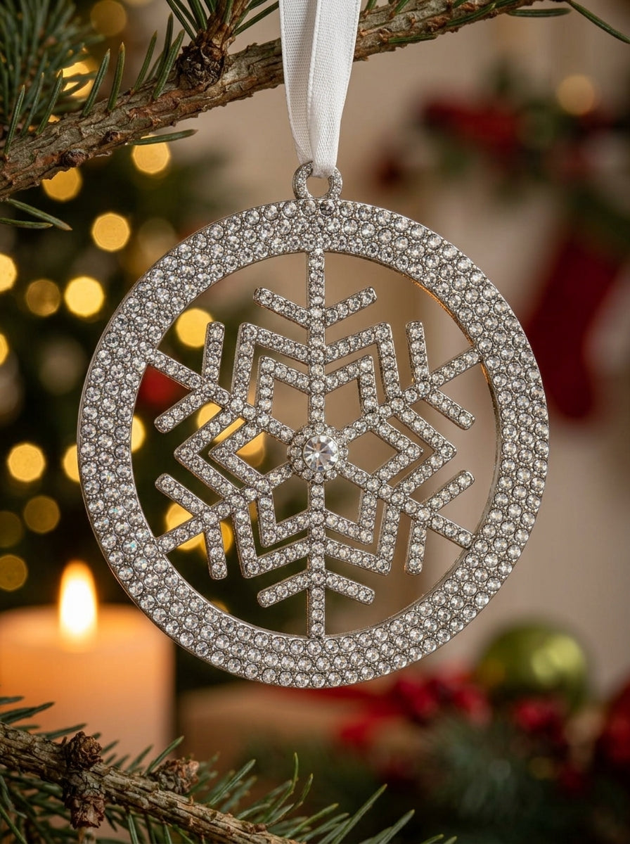 Silver Crystal Snowflake Yılbaşı Ağacı Süsü