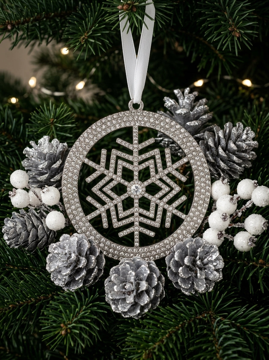 Silver Crystal Snowflake Yılbaşı Ağacı Süsü