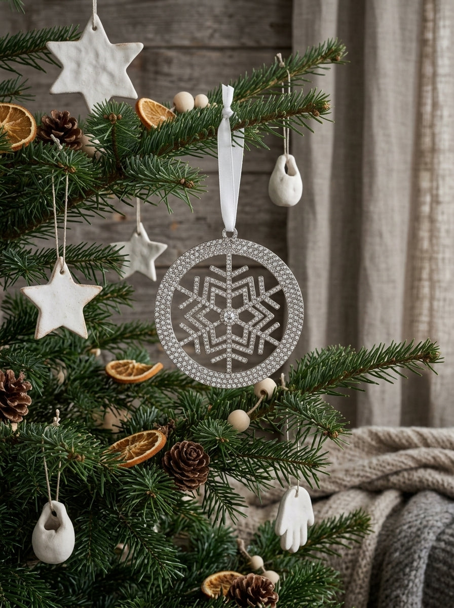 Silver Crystal Snowflake Yılbaşı Ağacı Süsü