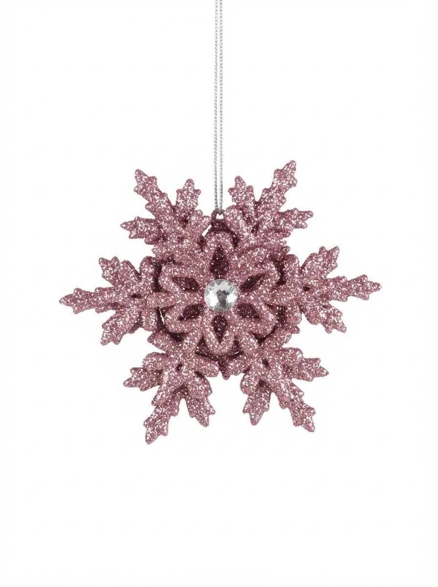 Rose Crystal Snowflake Yılbaşı Ağaç Süsü - 12 CM