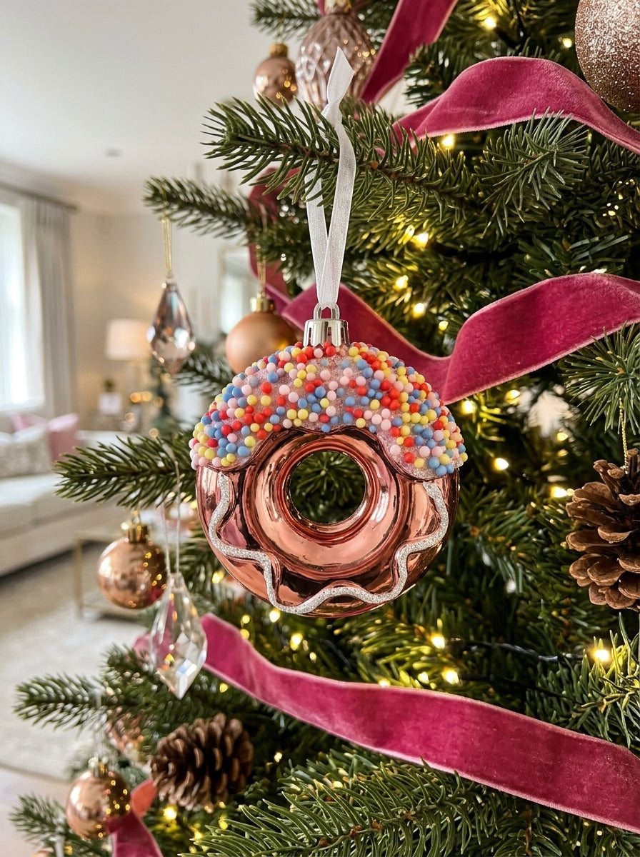 Candy Sprinkle Rose Gold Donut Yılbaşı Ağacı Süsü
