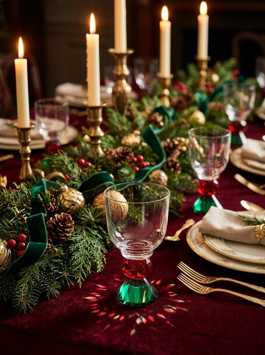 Ruby Emerald Lumi Coupe – Christmas Crystal Goblet