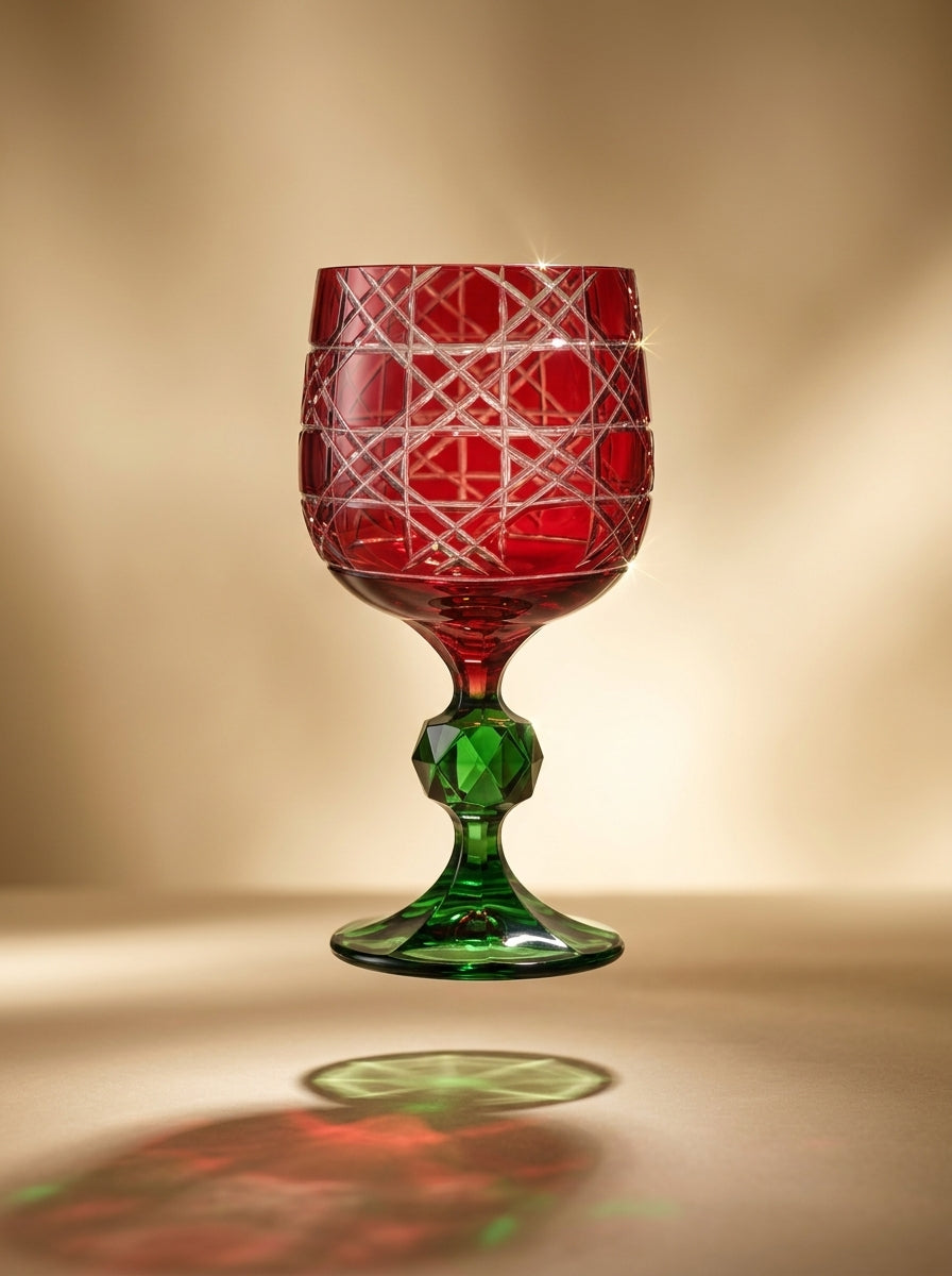 Ruby Emerald Diamond Kırmızı Yeşil Kristal Kadeh