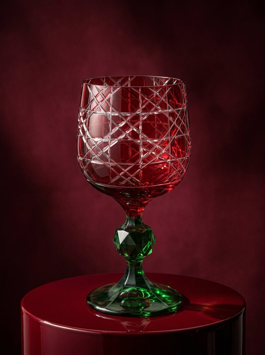 Ruby Emerald Diamond Kırmızı Yeşil Kristal Kadeh
