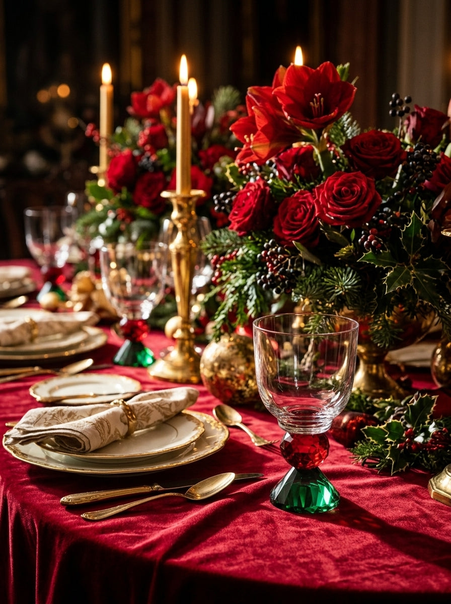 Ruby Emerald Lumi Coupe – Christmas Crystal Goblet