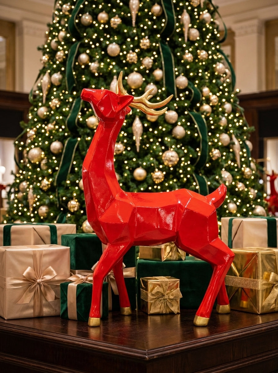 Ruby Reindeer – Kırmızı &Gold Dekoratif Yılbaşı Geyiği