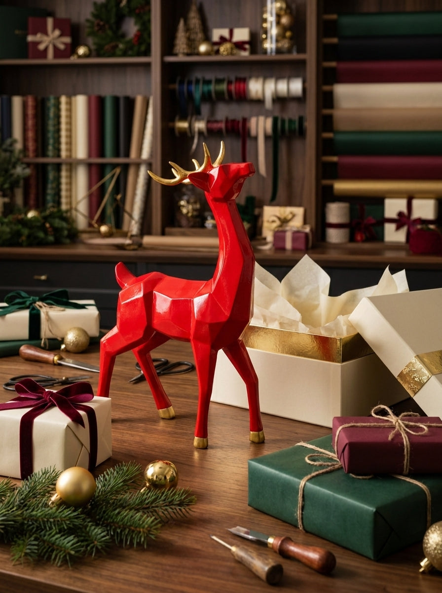 Ruby Reindeer – Kırmızı &Gold Dekoratif Yılbaşı Geyiği