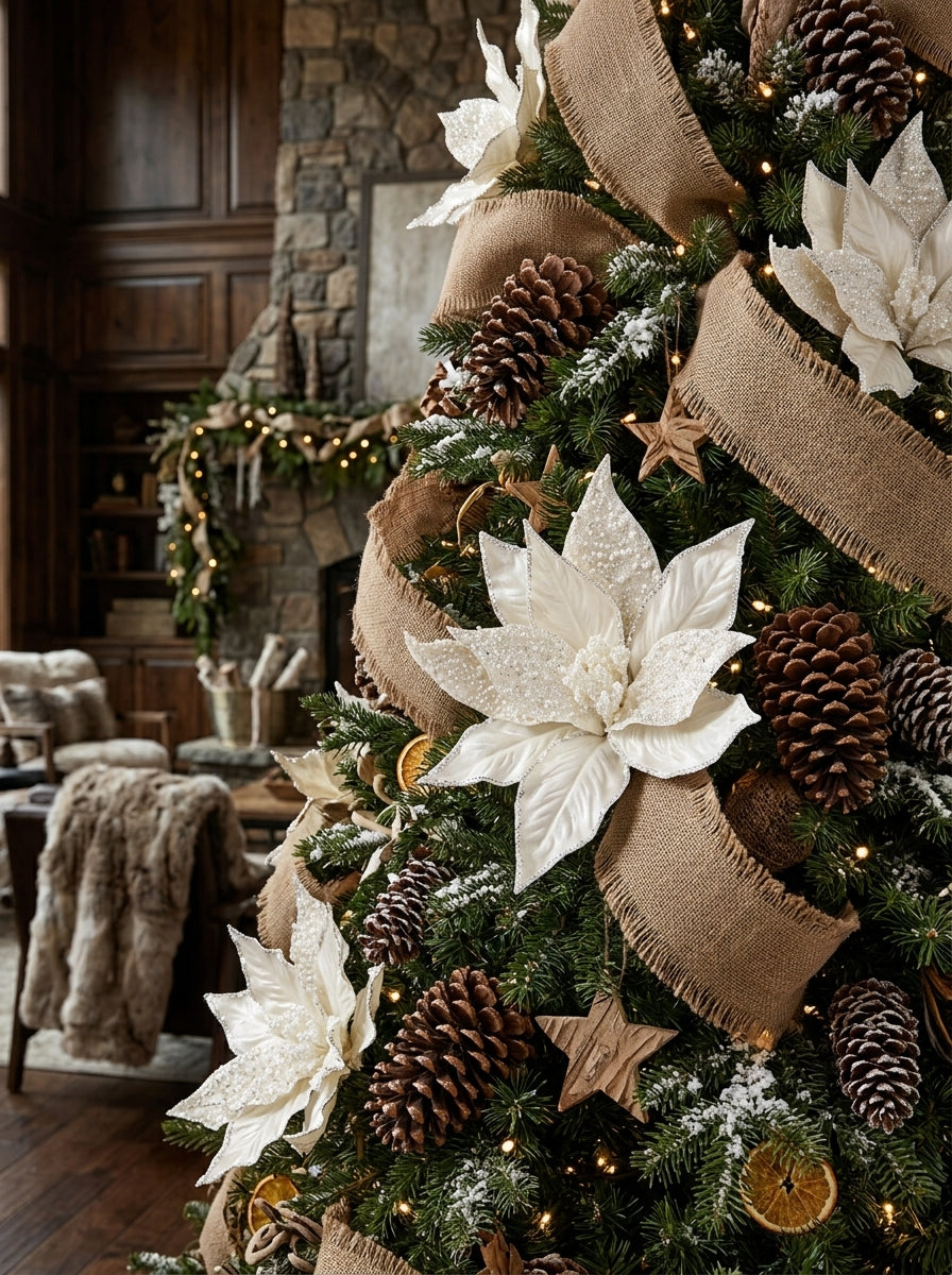 Pearl Snow Poinsettia Dekoratif Yılbaşı Çiçeği