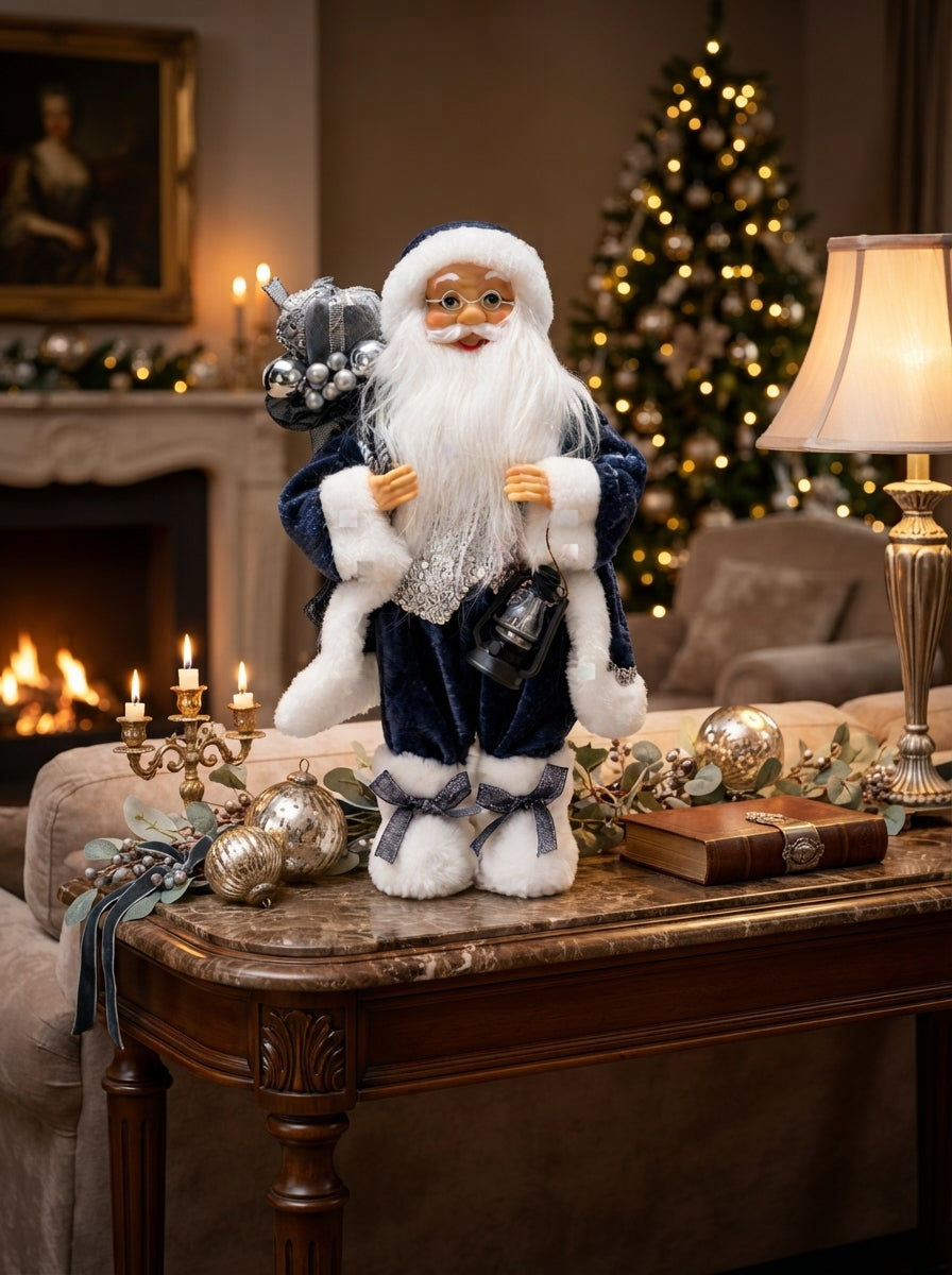 Midnight Silver Santa Dekoratif Noel Baba - 30 cm