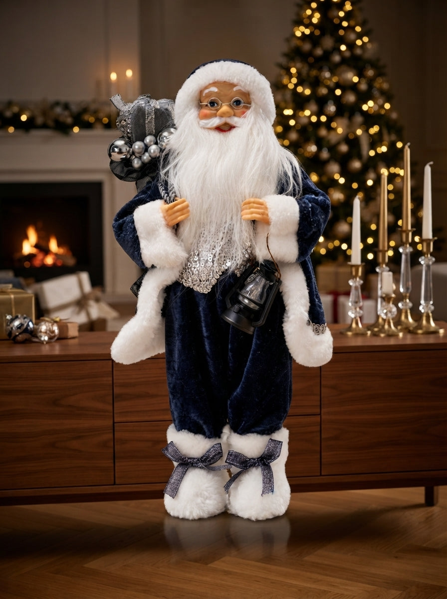 Midnight Silver Santa Dekoratif Noel Baba - 30 cm